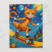 Carte Postale Ski Surreal Ginger Cat (Devant)