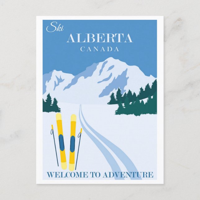 Carte Postale Ski vintage Alberta Canada (Devant)