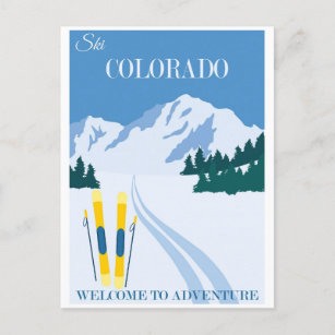 Carte Postale Ski vintage Colorado Mountains Travel