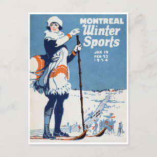 Carte Postale Ski vintage Montréal Canada Sports d'hiver