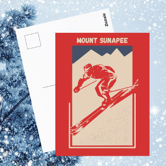 Carte Postale Ski vintage New Hampshire Resort Mount Sunapee