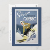 Carte Postale Ski vintage Québec, Canada (Devant / Derrière)