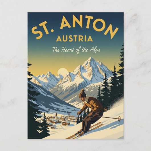 Carte Postale Ski vintage St. Anton Autriche (Devant)