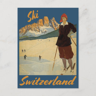 Carte Postale Ski vintage Suisse Alpes suisses Voyage