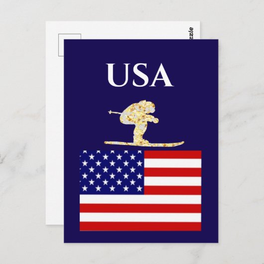 CARTE POSTALE SKIER (Devant / Derrière)