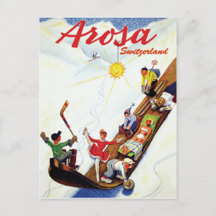 Carte Postale Skier à Arosa, Suisse