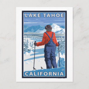 Carte Postale Skier Admiring - Lac Tahoe, Californie