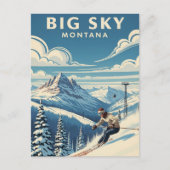Carte Postale Skier dans Big Sky Montana Travel (Devant)