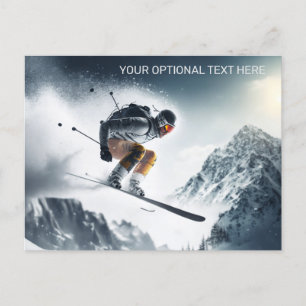 Carte Postale Skier de montagne de texte personnalisé