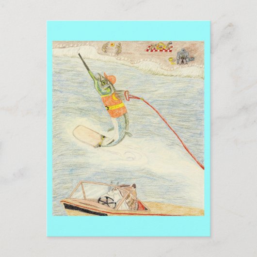 Carte Postale Skier nautique (Devant)
