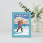 Carte Postale Skier Transportant Ski De Neige - Les Rocheuses (Debout devant)