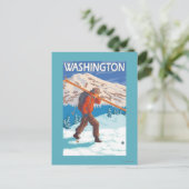 Carte Postale Skier transportant ski de neige - Washington (Debout devant)