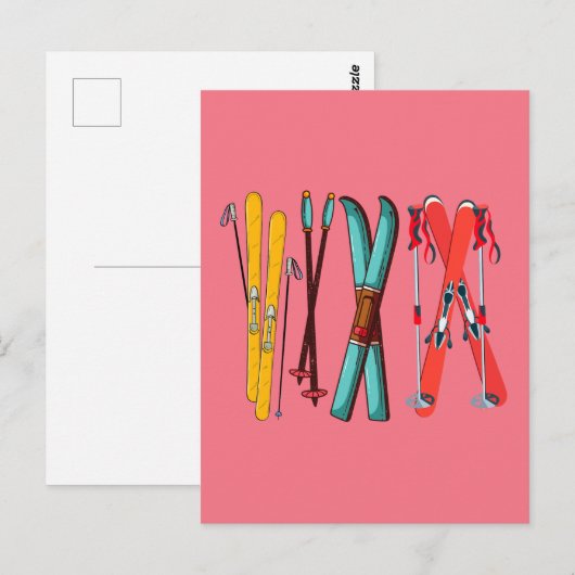 Carte Postale Skieur de ski coloré drôle (Devant / Derrière)