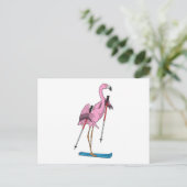 Carte Postale Skieur flamant rose (Debout devant)