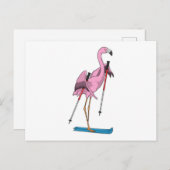 Carte Postale Skieur flamant rose (Devant / Derrière)