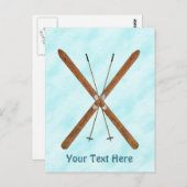 Carte Postale Skis De Fond Sur Neige (Devant / Derrière)