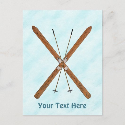 Carte Postale Skis De Fond Sur Neige (Devant)