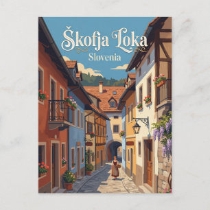 Carte Postale Škofja Loka Vieille Ville ruelle Slovénie