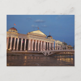 Carte Postale Skopje la nuit, Macédoine du Nord