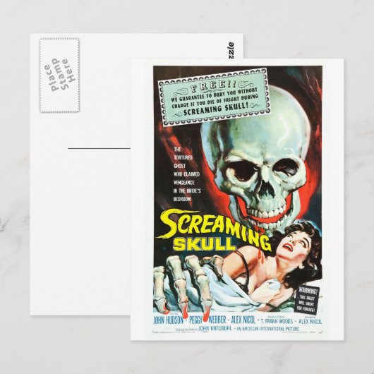CARTE POSTALE SKULL SCREAMING (Devant / Derrière)