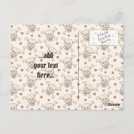 Carte Postale Skull with Hearts (Dos)
