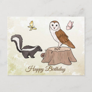 Carte Postale Skunk und Eule