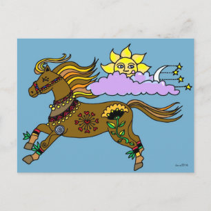 Carte Postale Sky Pony Art populaire ukrainien