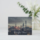 Carte Postale Skycard de nuit des villes de Shanghai (Debout devant)