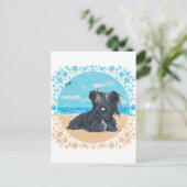 Carte Postale Skye Terrier à la Plage (Debout devant)