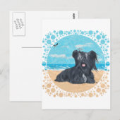 Carte Postale Skye Terrier à la Plage (Devant / Derrière)