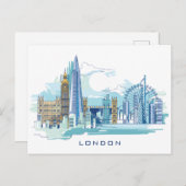 Carte Postale Skyline Blue City | Londres, Angleterre (Devant / Derrière)
