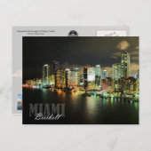Carte Postale Skyline Brickell la nuit à Miami, Floride (Devant / Derrière)