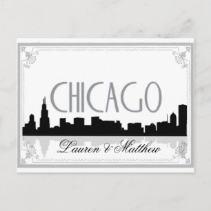 Carte Postale Skyline Chicago noir et blanc