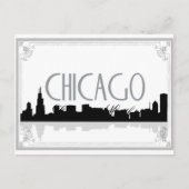 Carte Postale Skyline Chicago noir et blanc (Devant)