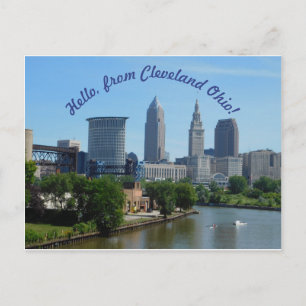 Carte postale Skyline Cleveland Ohio (texte courbe