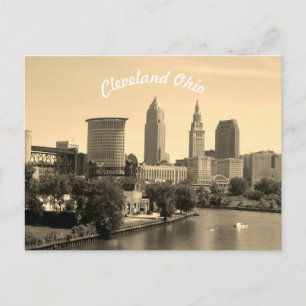 Carte Postale Skyline Cleveland Sepia River