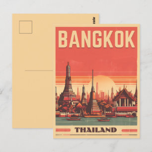 Carte Postale Skyline de Bangkok vintage Thaïlande cadeaux de vo