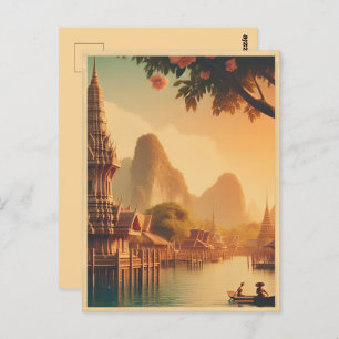 Carte Postale Skyline de Bangkok vintage Thaïlande cadeaux de vo