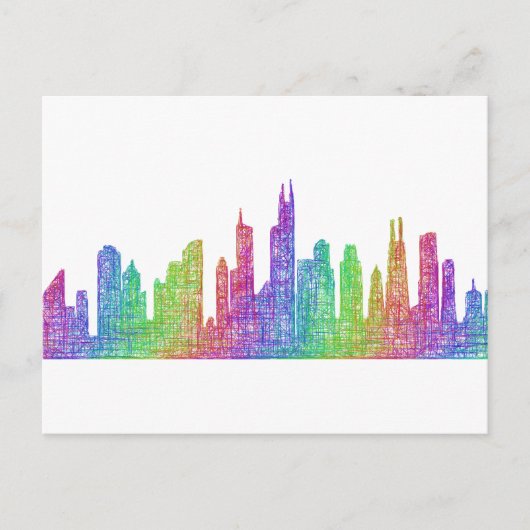 Carte Postale Skyline de Chicago (Devant)