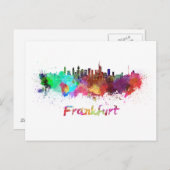 Carte Postale Skyline de Francfort en aquarelle (Devant / Derrière)