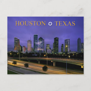 Carte Postale Skyline de Houston, Texas à la tombée de la nuit