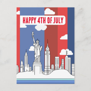 Carte Postale Skyline de Manhattan et Statue de la Liberté 4 jui