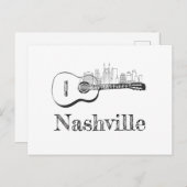 Carte Postale Skyline de Nashville Guitar (Devant / Derrière)