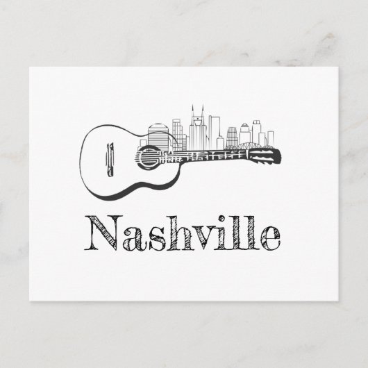 Carte Postale Skyline de Nashville Guitar (Devant)