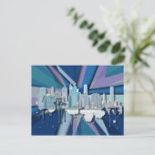 Carte Postale Skyline de New York | Bleu 3D (Debout devant)