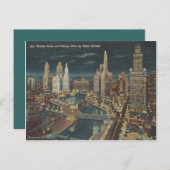 Carte Postale Skyline de nuit de Chicago (Devant / Derrière)