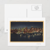 Carte Postale Skyline de nuit de "La ville reine de (Devant / Derrière)