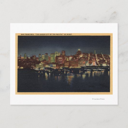 Carte Postale Skyline de nuit de "La ville reine de (Devant)