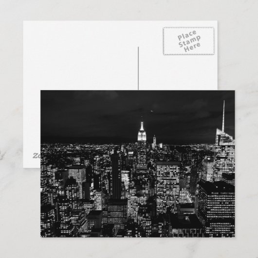 Carte Postale Skyline de nuit de New York (Devant / Derrière)