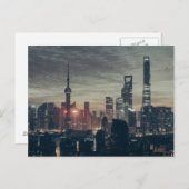 Carte Postale Skyline de nuit de Shanghai (Devant / Derrière)